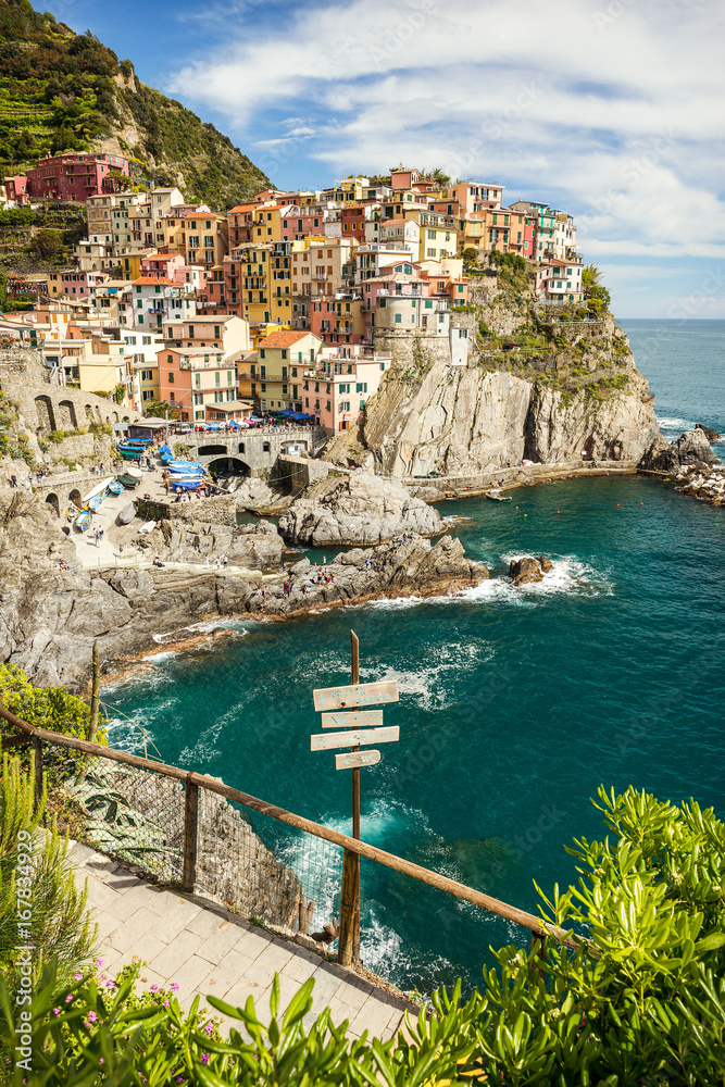 Manarola. It is the second smallest town of the famous Cinque Terre towns. Liguria, Italy.