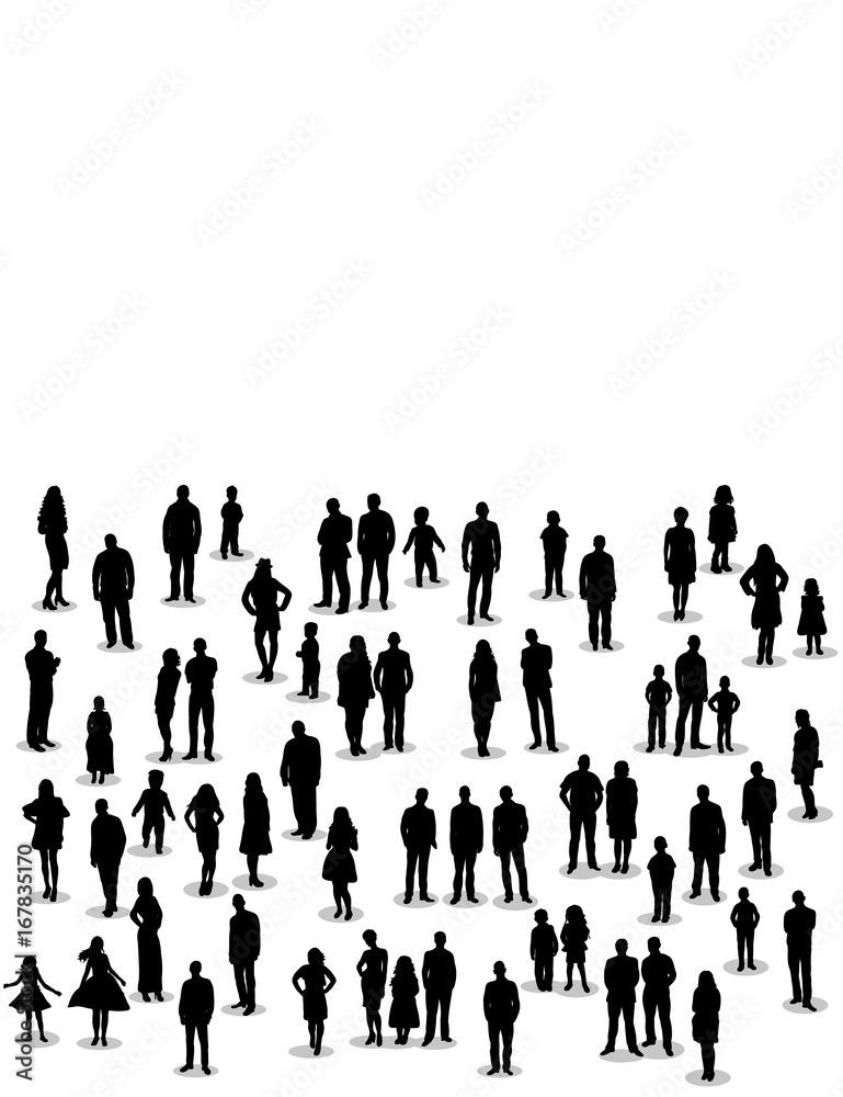 people stand silhouette of a crowd of people