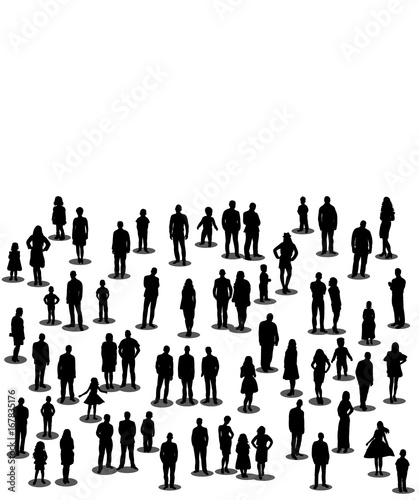 isolated people stand silhouette of a crowd of people