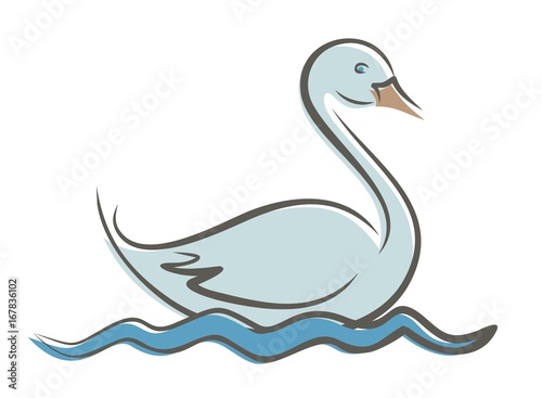 Swan with wave. 