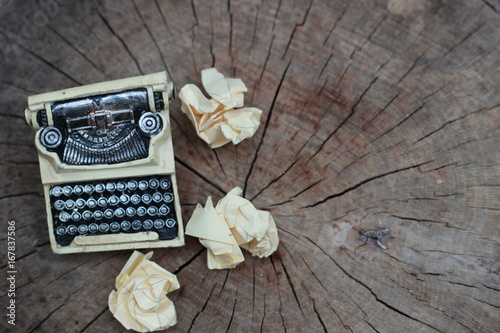 screenplay and scriptwriter background with vintage typewriter, top view. background for tell your story and storytelling workshop. Space for text. photo