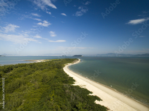 Aerial view Daniela Beach in Florianopolis, Brazil. July, 2017.