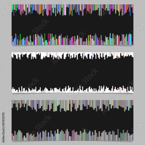Color banner template design set - vector illustration from vertical lines on black background