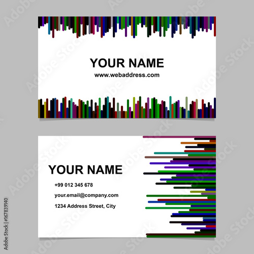Colorful business card template design set - vector namecard design with horizontal and vertical stripes