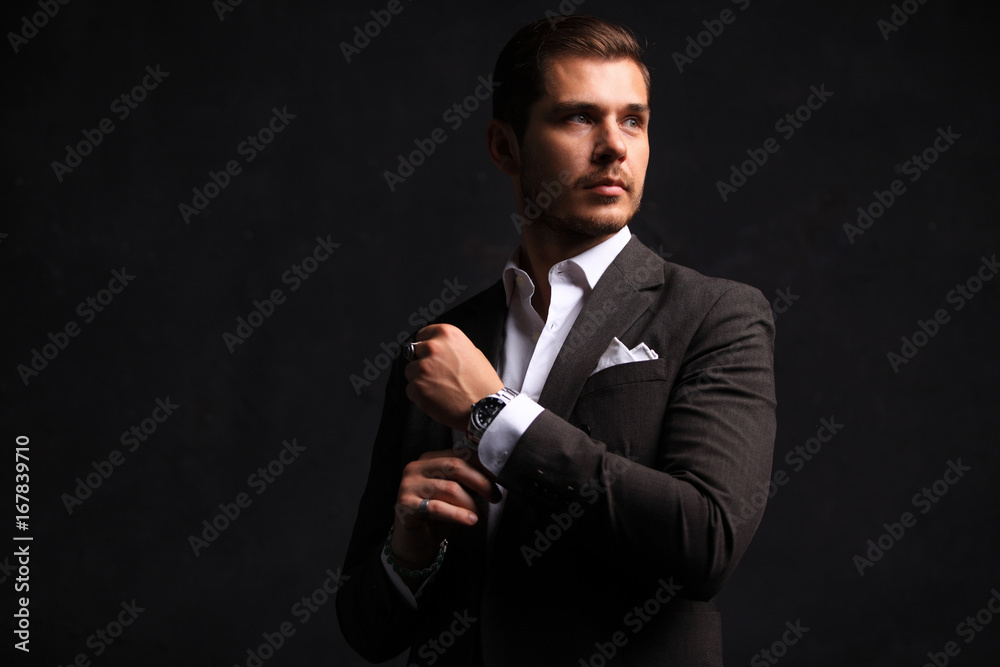 Elegant young handsome man. Studio fashion portrait Elegant young handsome man. Studio fashion portrait