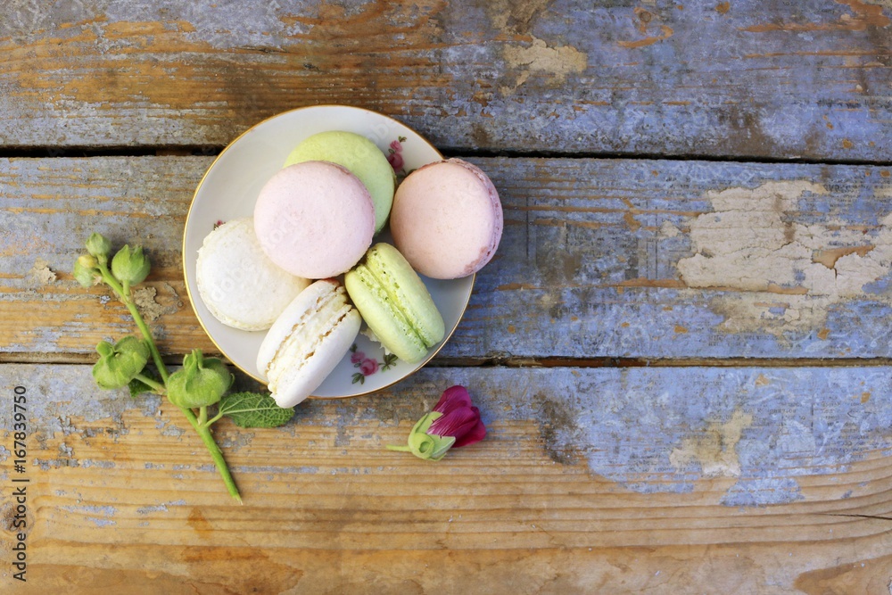 Macaroons on a wooden background Macaroons on a wooden background