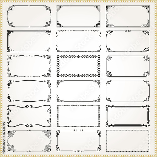 Decorative frames and borders rectangle 2x1 proportions set 3