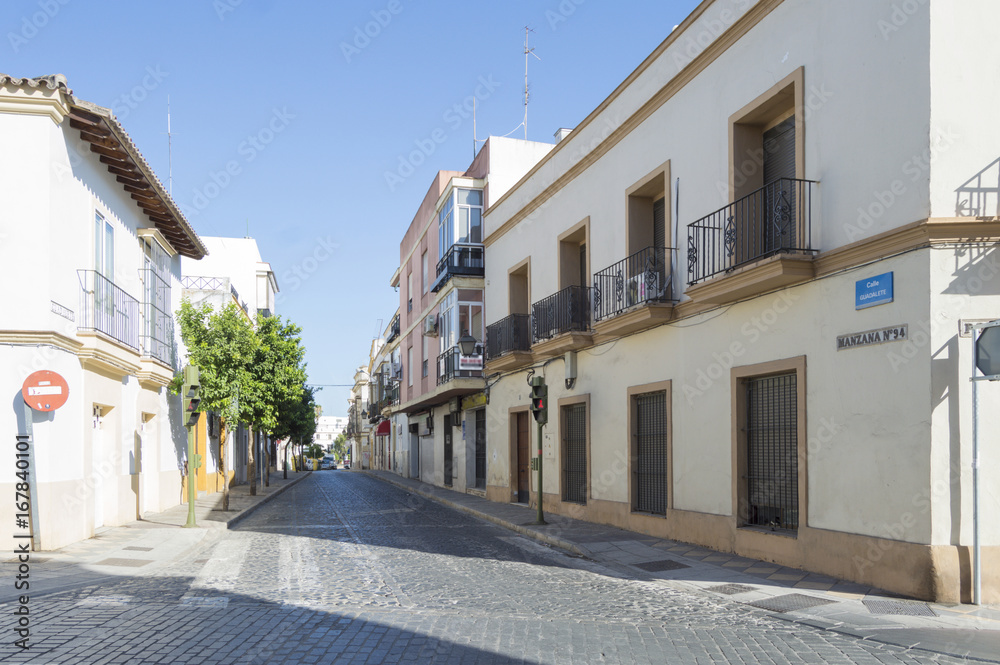 Guadalete street, Jerez de la Frontera in the province of Cadiz, Spain, photo taken on August 9, 2017