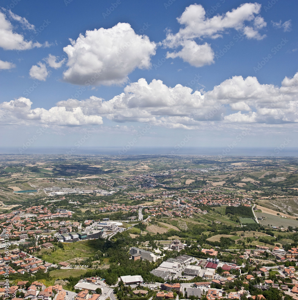 Aerial view of Marche region in Italy