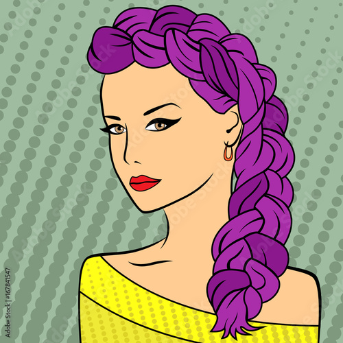 Girl with purple plait