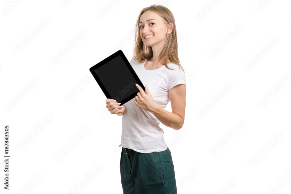 Beautiful young girl with tablet Beautiful young girl with tablet