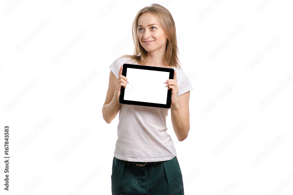 Beautiful young girl with tablet Beautiful young girl with tablet