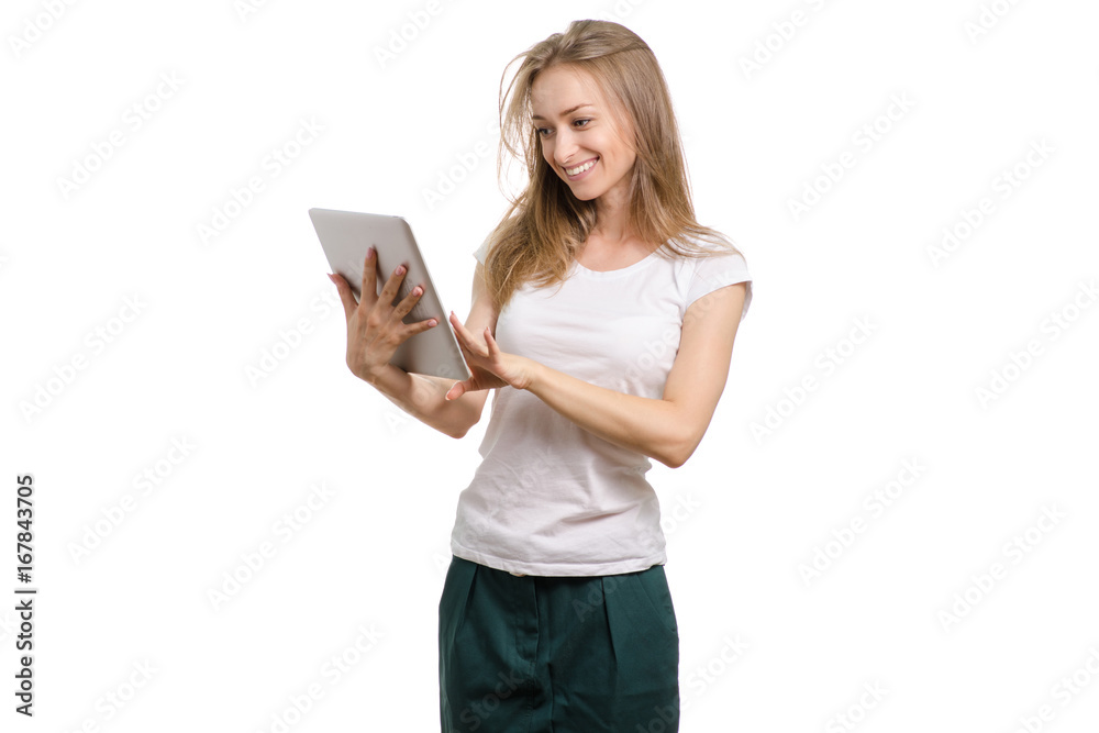 Beautiful young girl with tablet Beautiful young girl with tablet