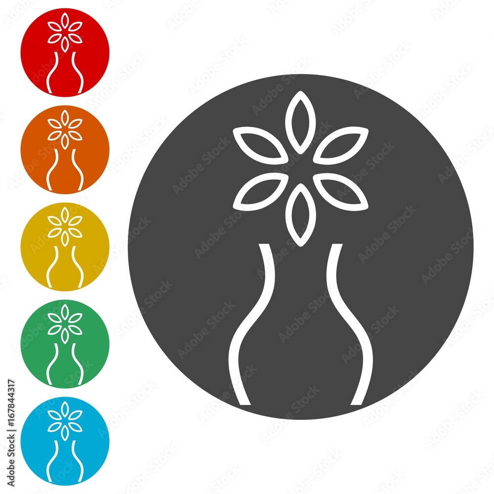 Vase with flower icons set - Illustration Vase with flower icons set - Illustration