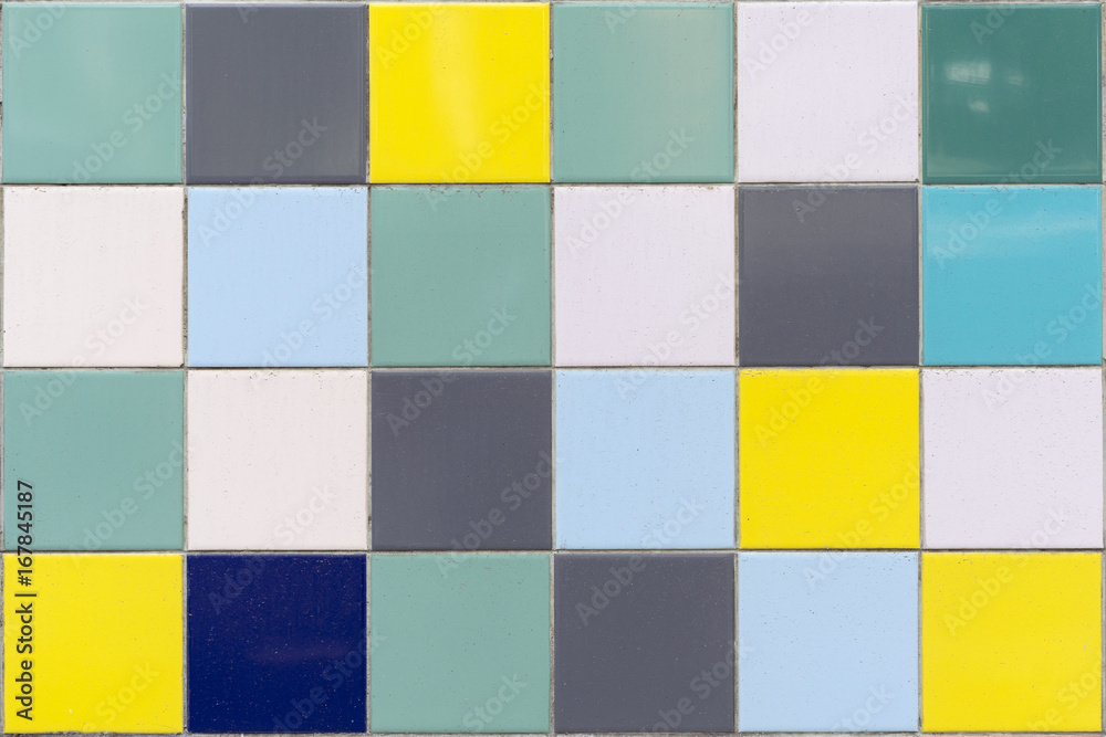 Fototapeta premium Colorful vintage ceramic tiles wall. seamless background