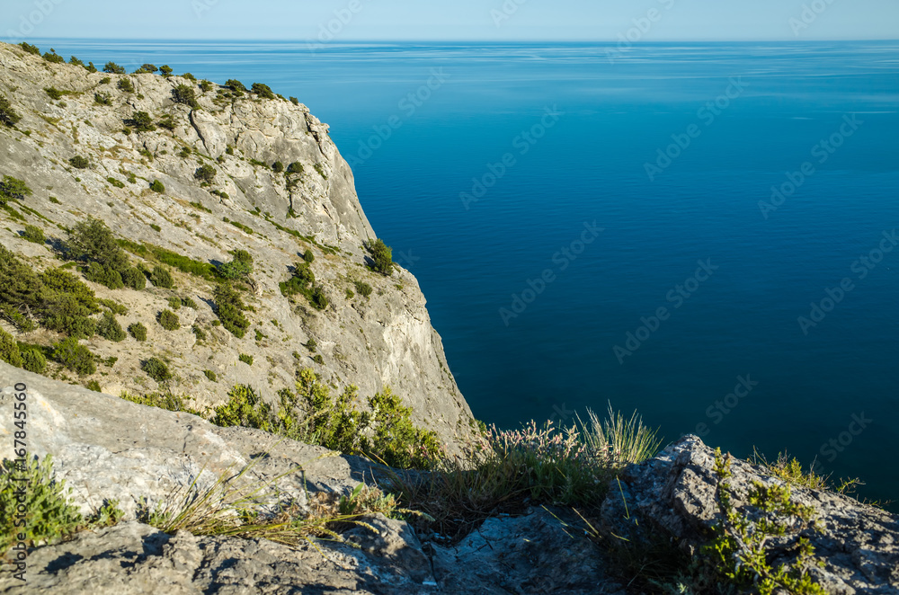 Sea horizon from the top of the mountain, Sudak, Crimea