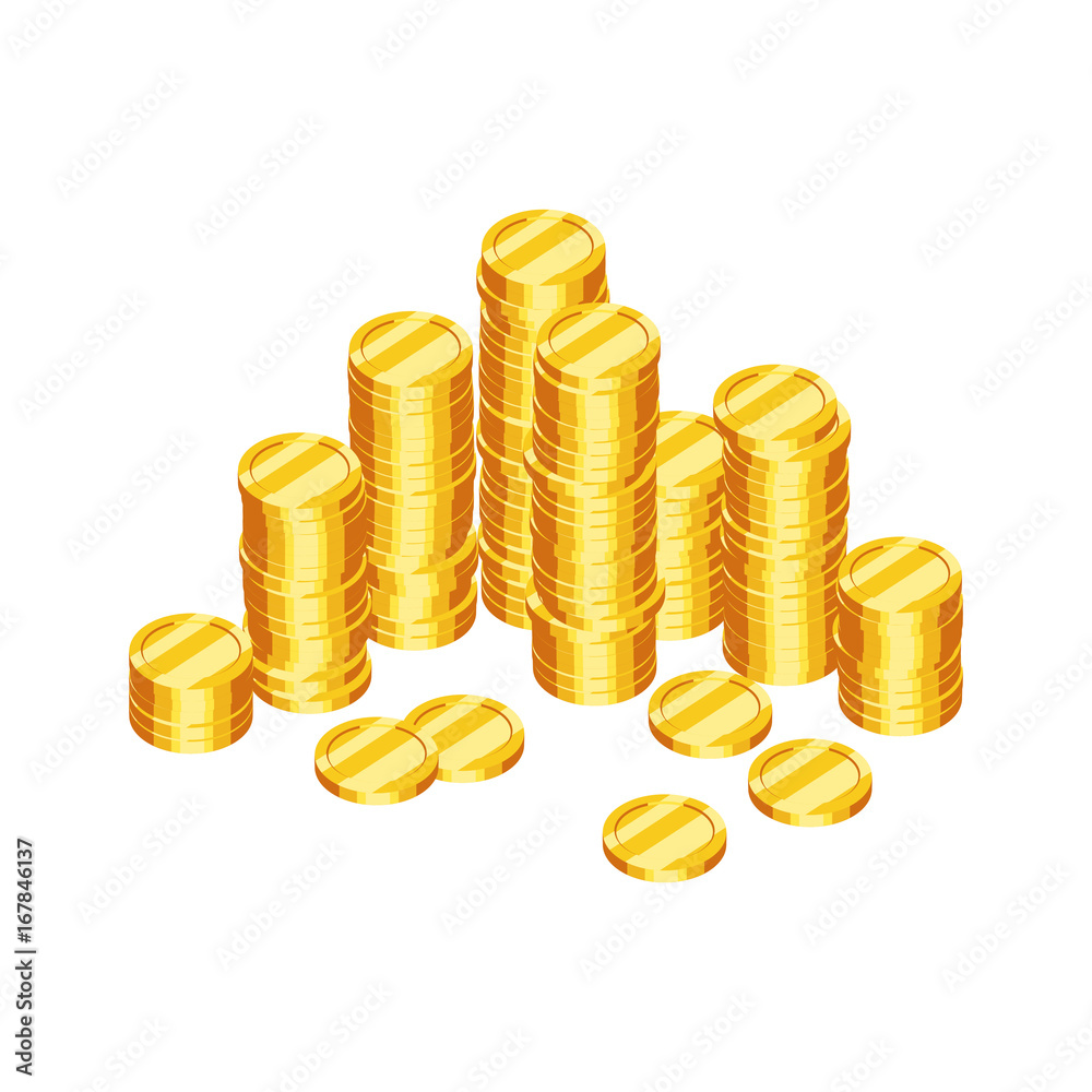 Stacks of gold coins. Treasure. Vector illustration Stacks of gold coins. Treasure. Vector illustration