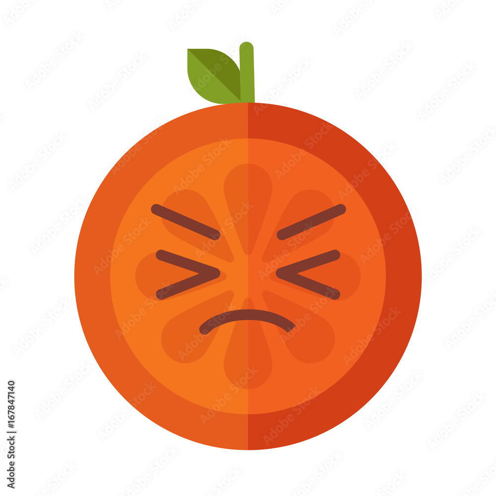 Crying emoji. Crying orange fruit emoji. Vector flat design emoticon icon isolated on white background. Crying emoji. Crying orange fruit emoji. Vector flat design emoticon icon isolated on white background.