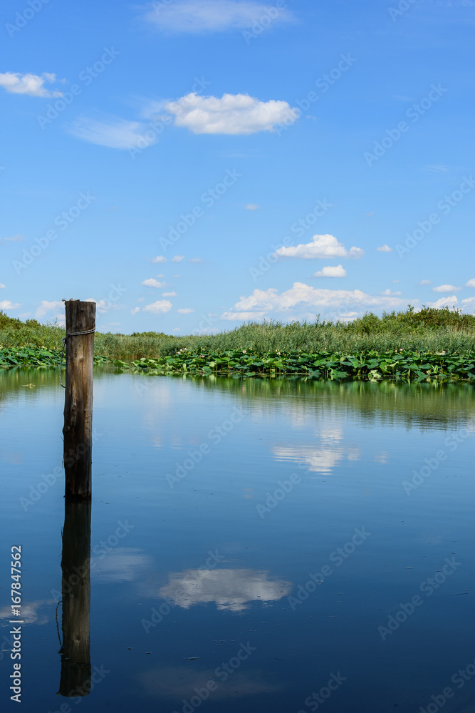 The clouds are reflected in the water The clouds are reflected in the water