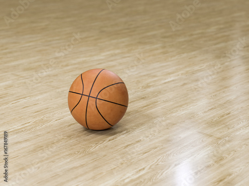 Basketball court wooden floor with ball isolated on black with copy-space © Martin Piechotta