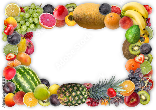 Fototapeta Naklejka Na Ścianę i Meble -  Food background - Frame of assorted juicy fruit
