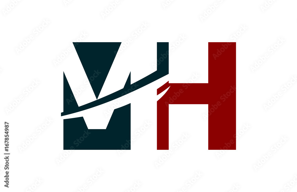 MH Red Negative Space Square Swoosh Letter Logo MH Red Negative Space Square Swoosh Letter Logo