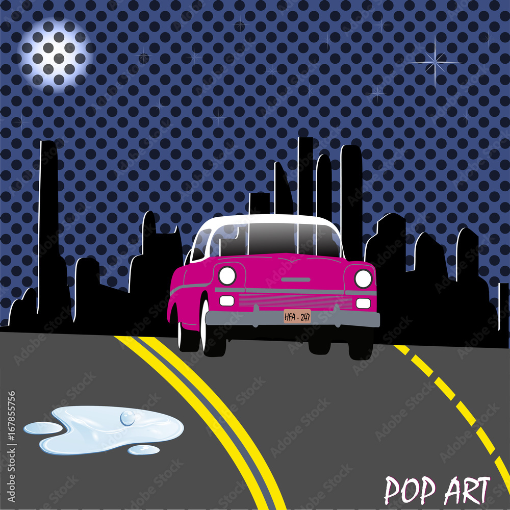 Fototapeta Pop-artowy samochód uliczny