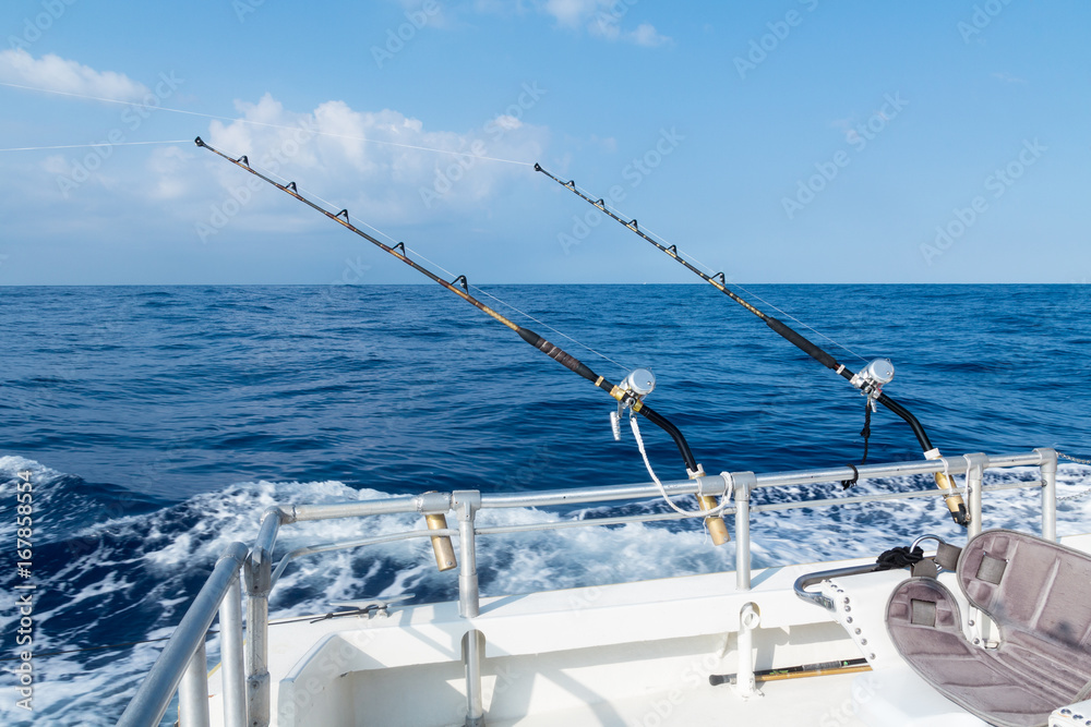 Deep sea sport fishing with rods an reels Stock-Foto