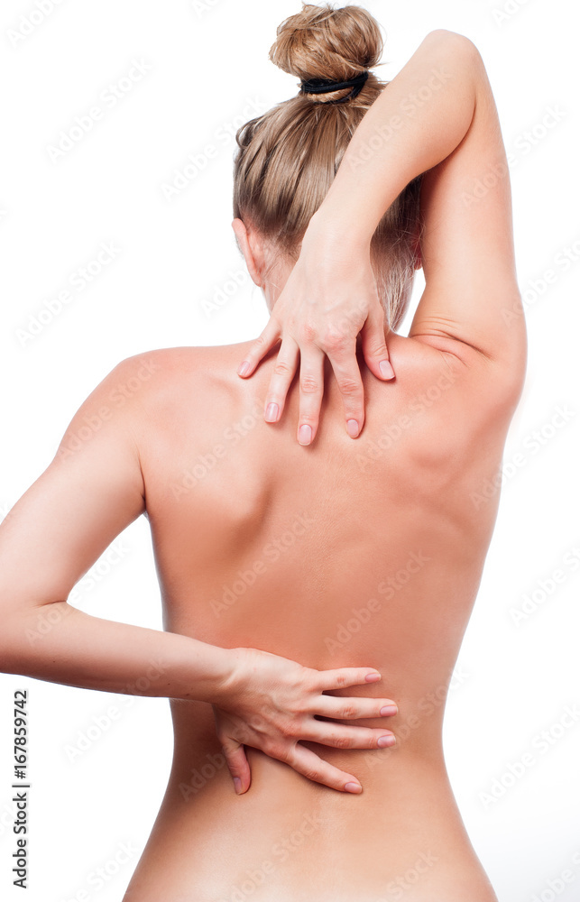 Woman from the back, backache, pain concept