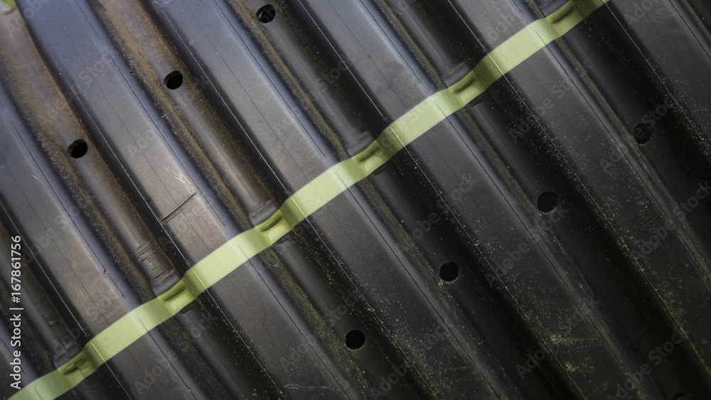 Close Isolated View Polyethylene Corrugated Drainage Pipe, Wall Type Single, Perforations Solid