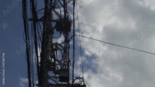 Pole trance with Electric line middle shot at Hachiouji photo