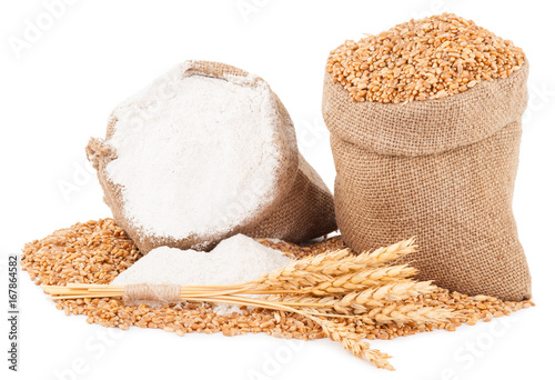 Flour and wheat grain