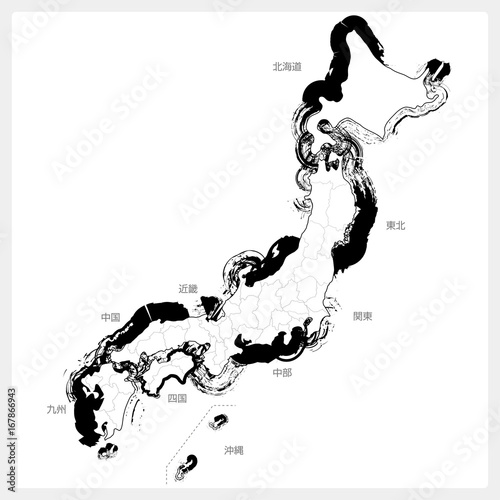 日本 地図 手書き 筆 Map Stock Vector Adobe Stock