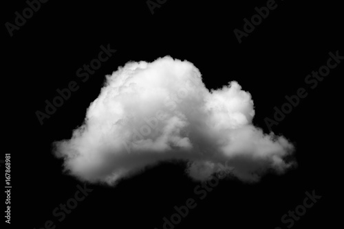 Close-up single white cloud isolated on black, Black and white image