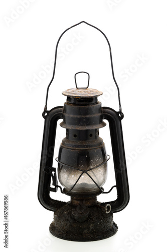 Old black lamp isolated on white background