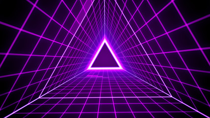 80's retro style background with triangle grid lights.
