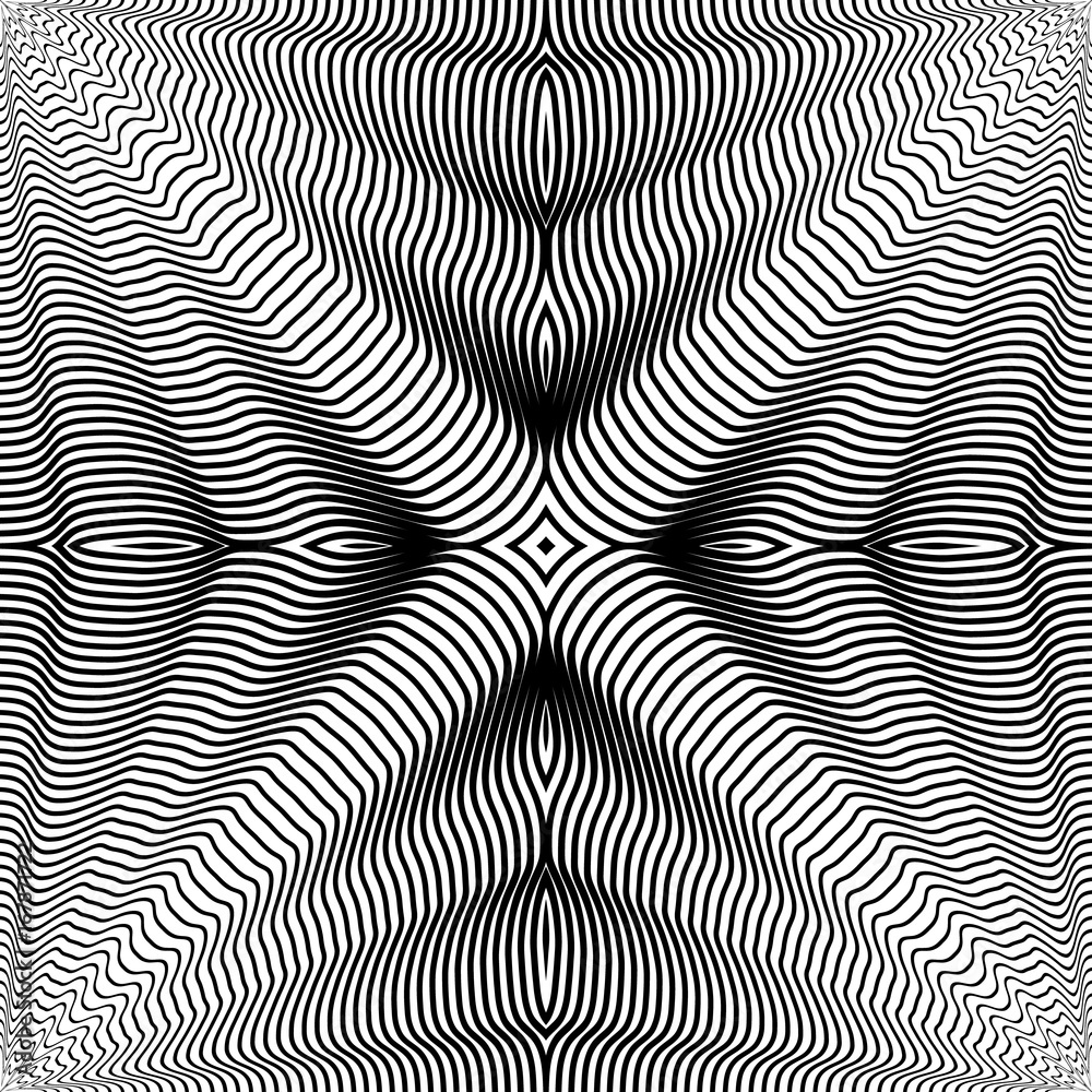 Fototapeta premium Abstract geometric seamless pattern. Black and white background. Vector illustration. Wavy stripes texture.