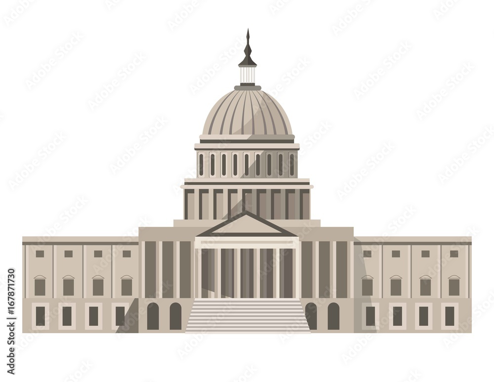 Famous United States Capitol building isolated cartoon illustration Stock  Vector | Adobe Stock