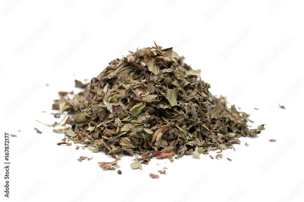 dried peppermint on white dried peppermint on white