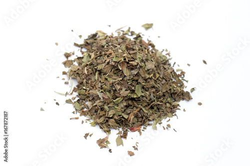 dried peppermint on white