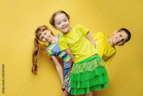 three happy kids