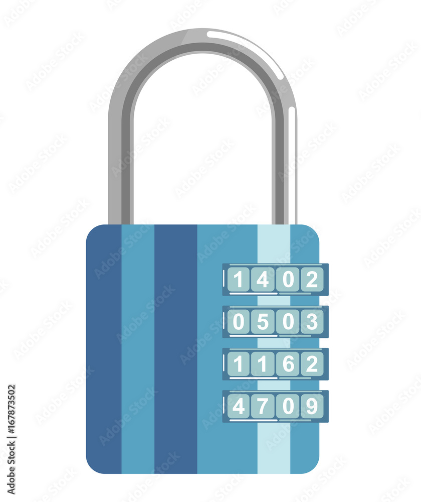 Secure metal lock with numeric code and blue corpus Secure metal lock with numeric code and blue corpus