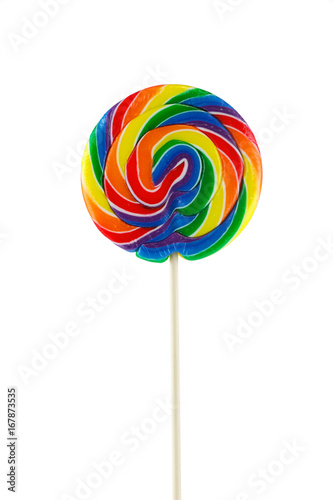 single colorful lollipop isolated on white background © nd700
