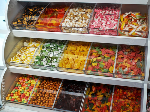 Selection of colorful candies and jellies