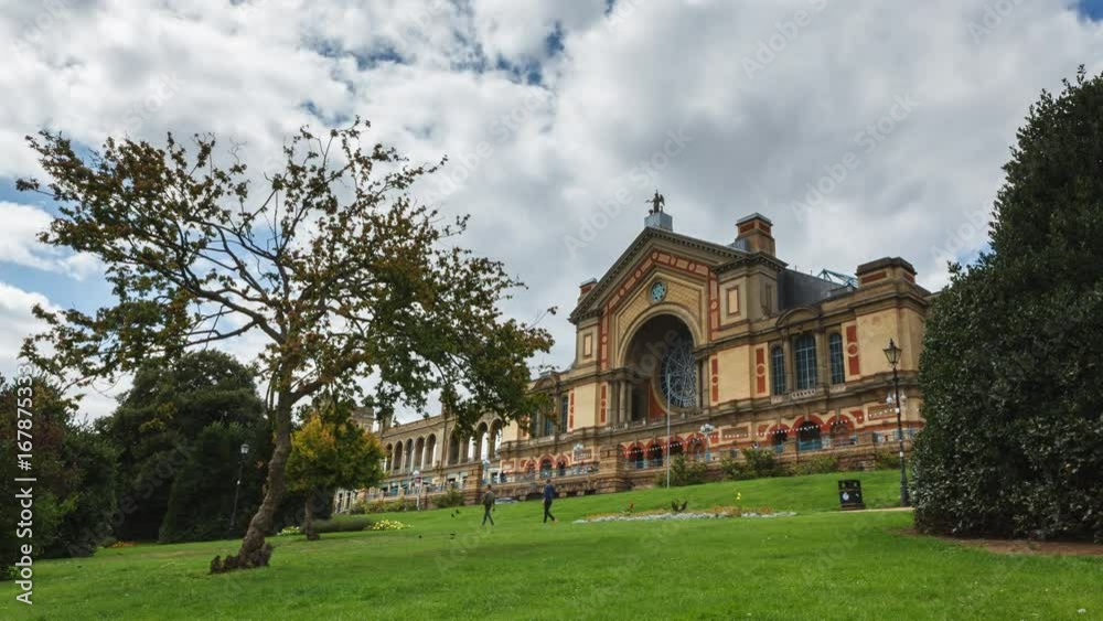 Alexandra Palace in London, Time-Lapse with trees and cloudy weather Alexandra Palace in London, Time-Lapse with trees and cloudy weather