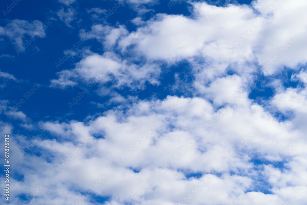 Fototapeta premium Background of blue sky and white clouds. Illustration of freedom.