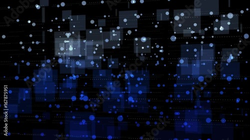 Wallpaper Mural Abstract technology background - blue circles and squares flying on pure black. 3D rendering with alpha-channel. Scientific or futuristic theme. Data flow imitation, network or computer structure. Torontodigital.ca