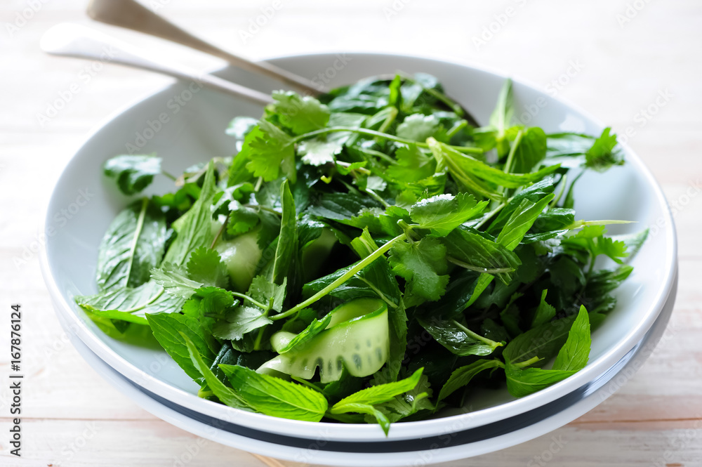 Homemade vegetarian salad, balanced meal Homemade vegetarian salad, balanced meal