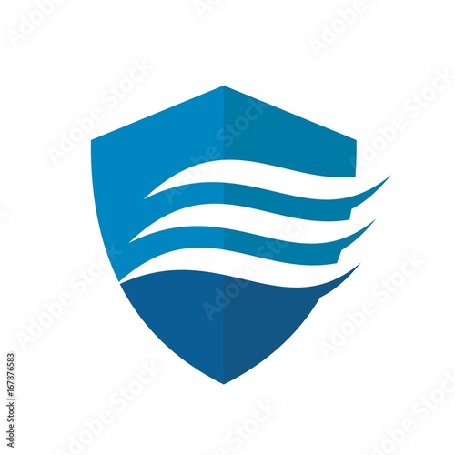 shield and flow water vector logo