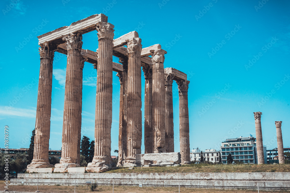 Ancient building columns in Greco-Roman design
